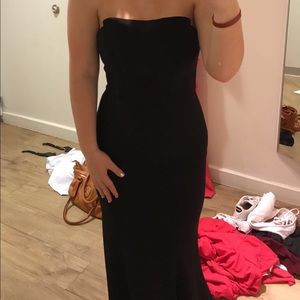 long black fitted strapless